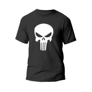 black round neck tshirt white skull