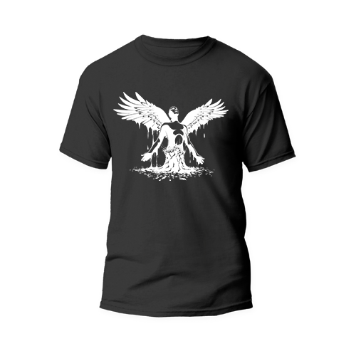 black round neck tshirt wing