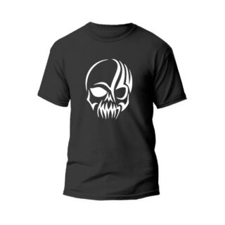 Black round neck tshirt skull tattoo design