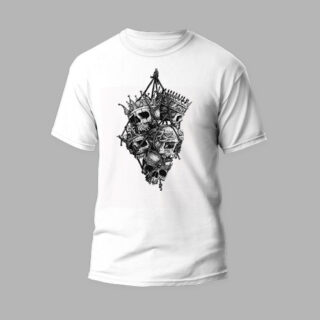 white round neck tshirt 4 skull