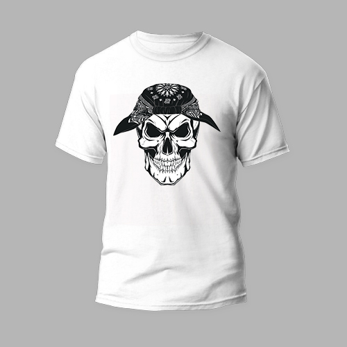white round neck tshirt badana skull