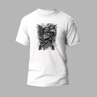 white t-shirt coyboy skull 2 design