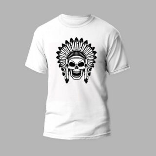 white round neck t-shirt egypt skull design