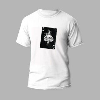 white round neck t-shirt ghost ace design