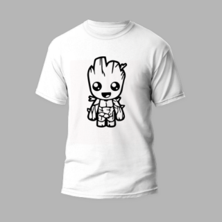 white round neck t-shirt groot design