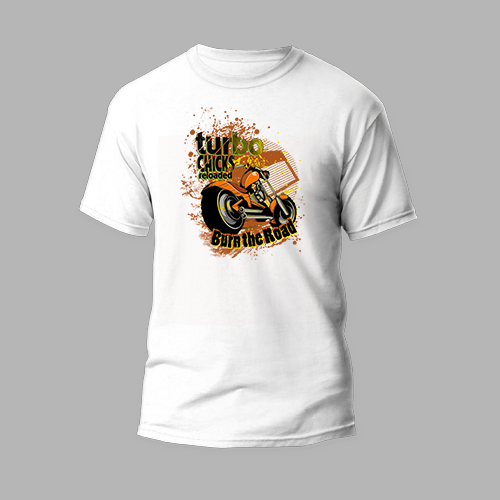 white round neck t-shirt harley design