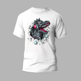 white round neck t-shirt monster design