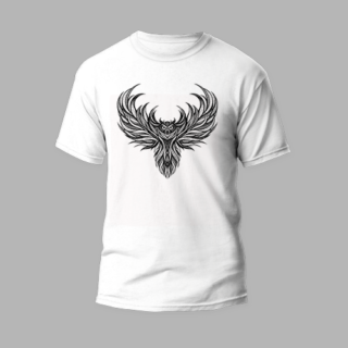 white round neck t-shirt owl deisgn