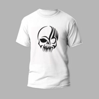 white round neck tshirt skull tatoo