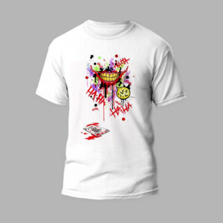 white round neck  t-shirt with teeth design