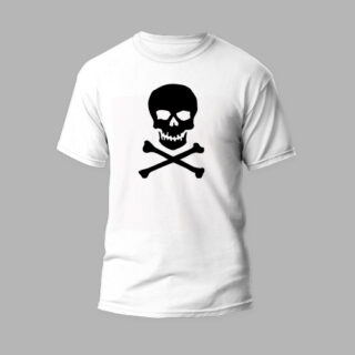 danger skull white round neck t-shirt good quality